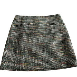 Loft Skirt Womens Size 10 Multicolor Woven Metallic Thread A-Line Zip Pocket
